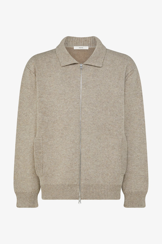 Josh Sweater Jacket in beige — front view