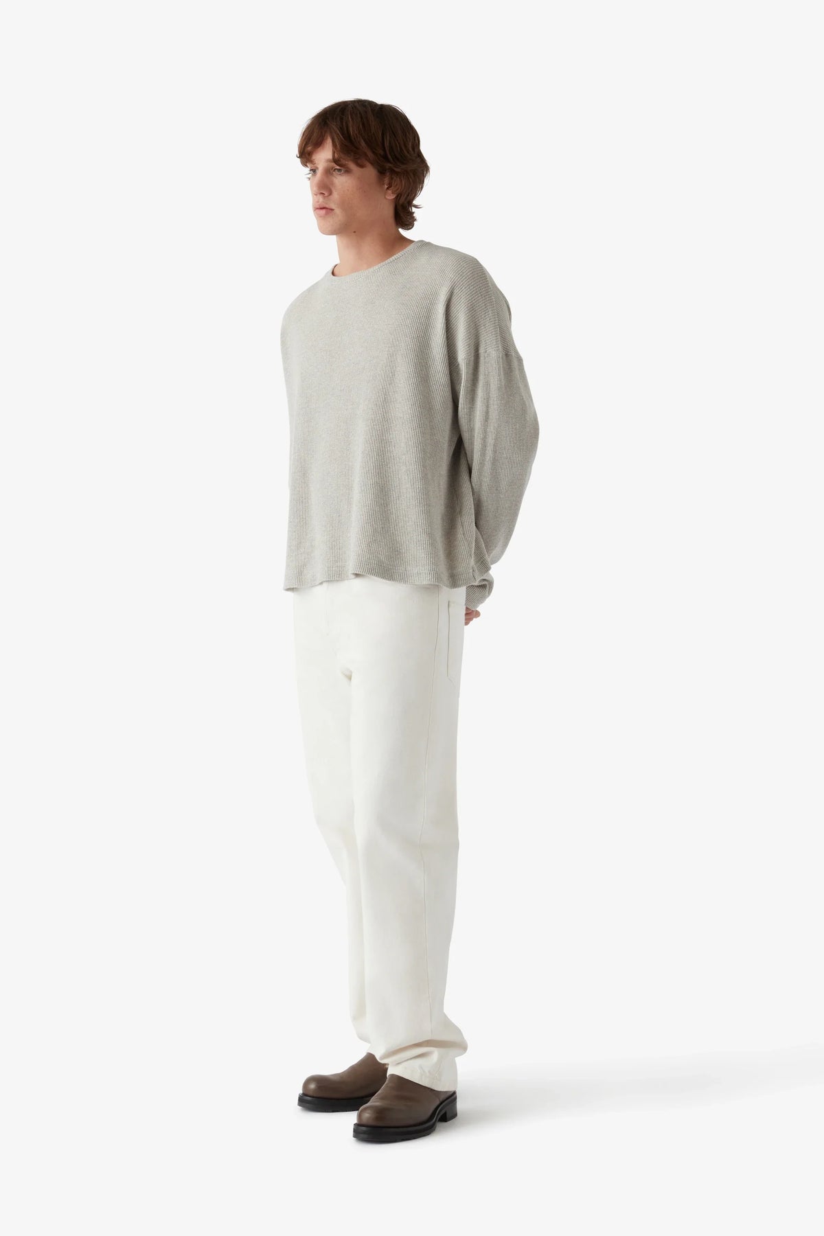 
Marlon Waffle Long Sleeve in beige — on-model view 84
