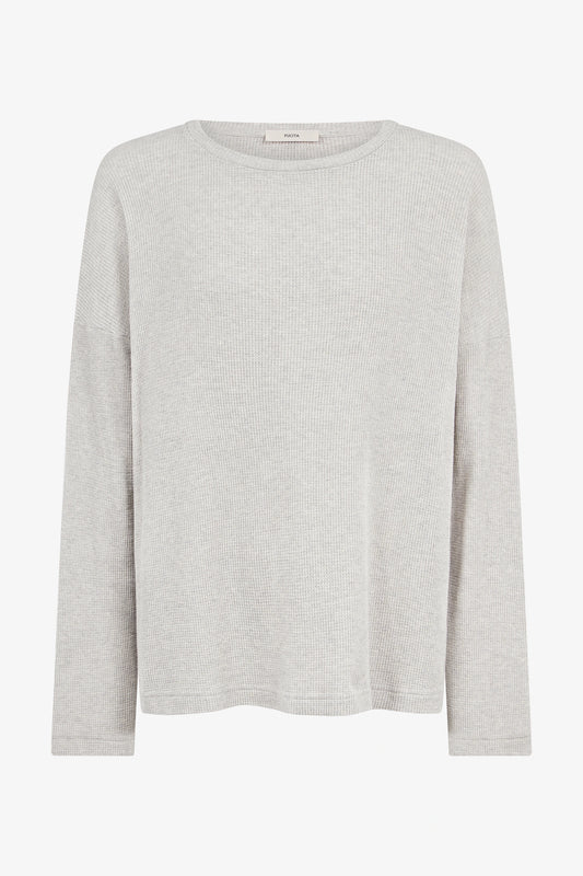Marlon Waffle Long Sleeve in beige — front view