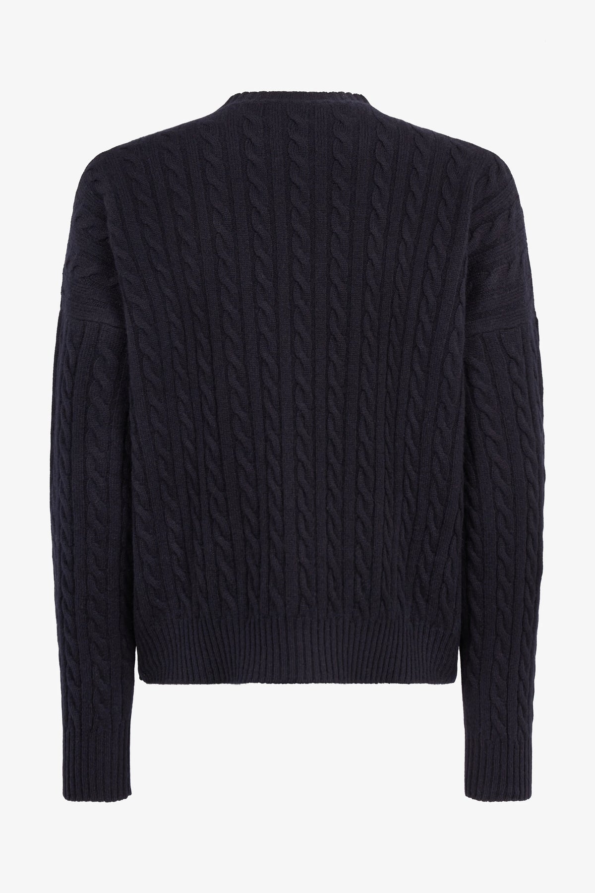 
Nicolas Cable Sweater in navy — back view