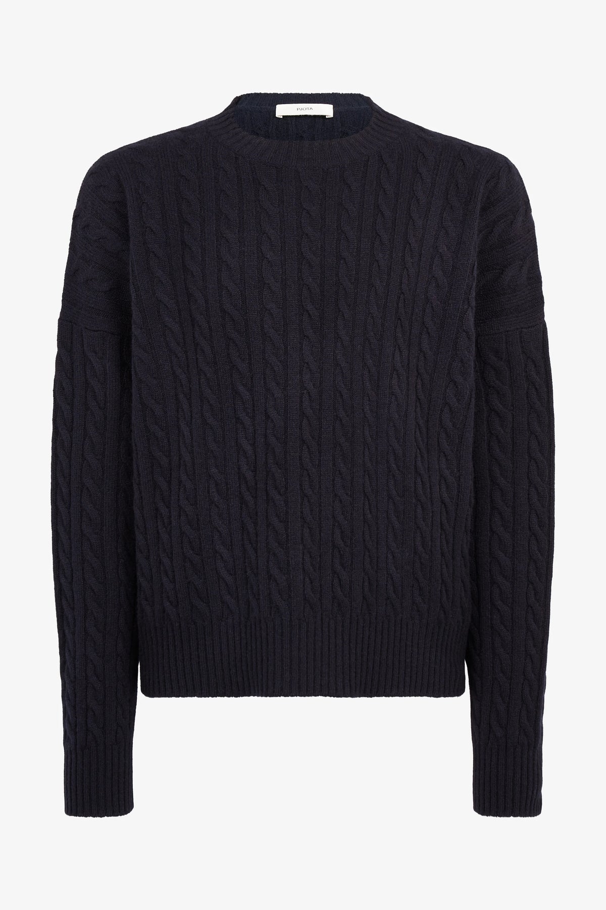 
Nicolas Cable Sweater in navy — front view