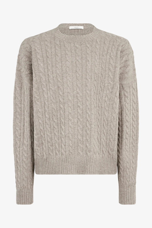 Nicolas Cable Sweater in taupe — front view
