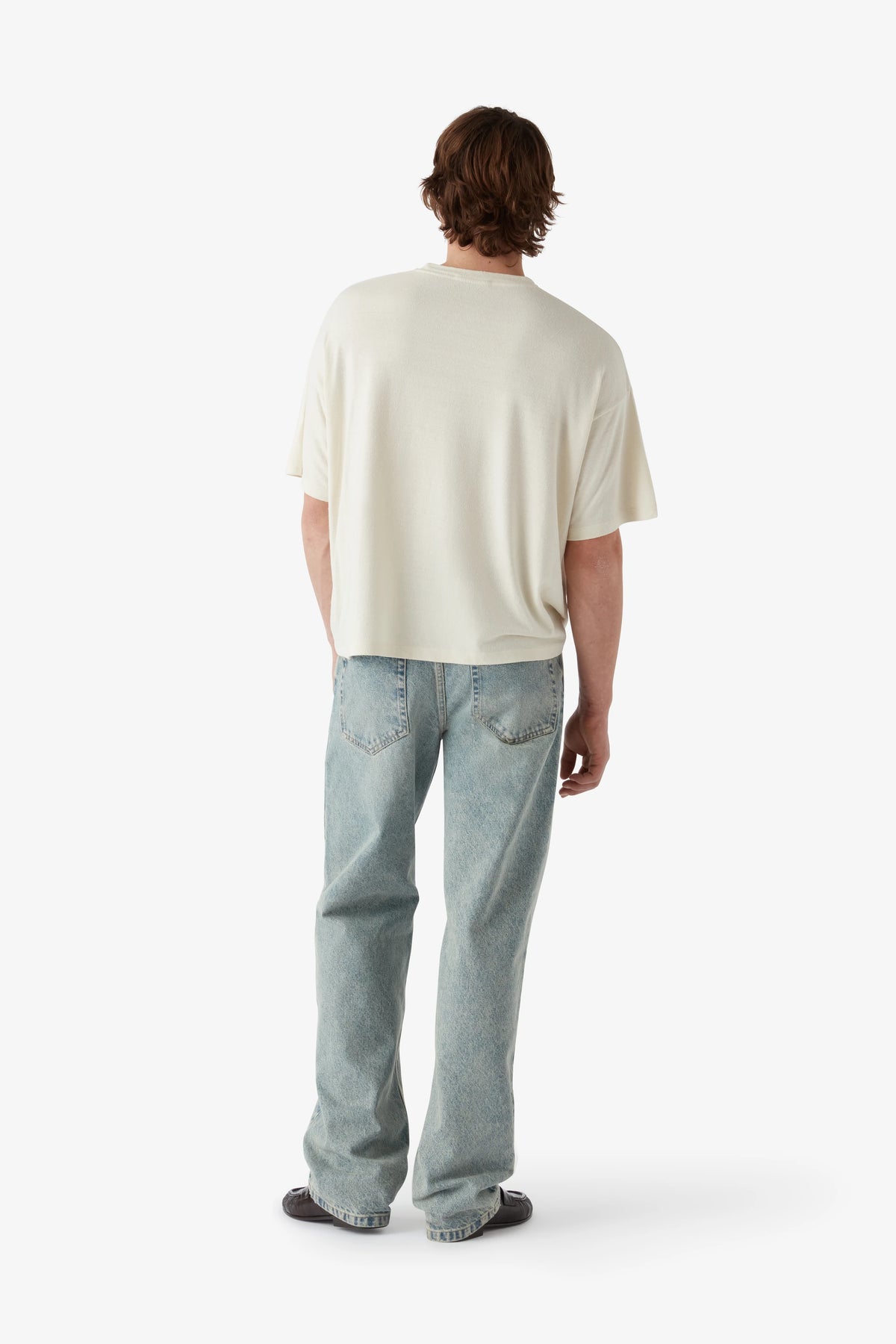 
Tyler Wide Jean in light wash — on-model view 8