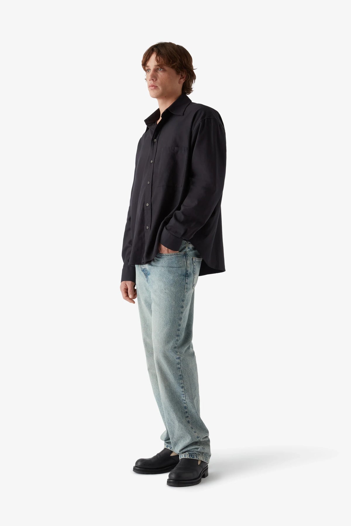 
Adam Utility Shirt in navy — on-model view 17