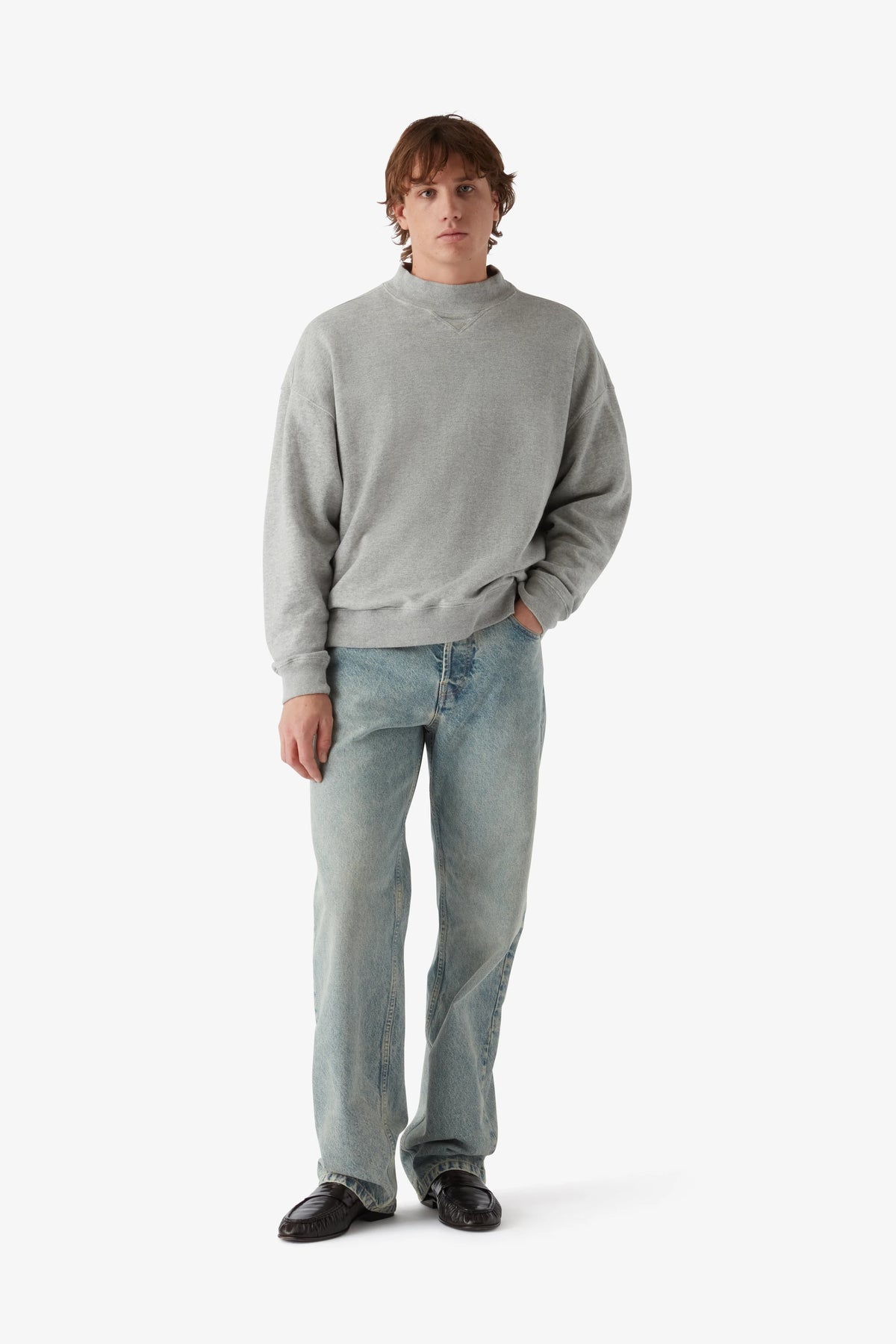 
Garth Mockneck Sweatshirt in melange — on-model view 38