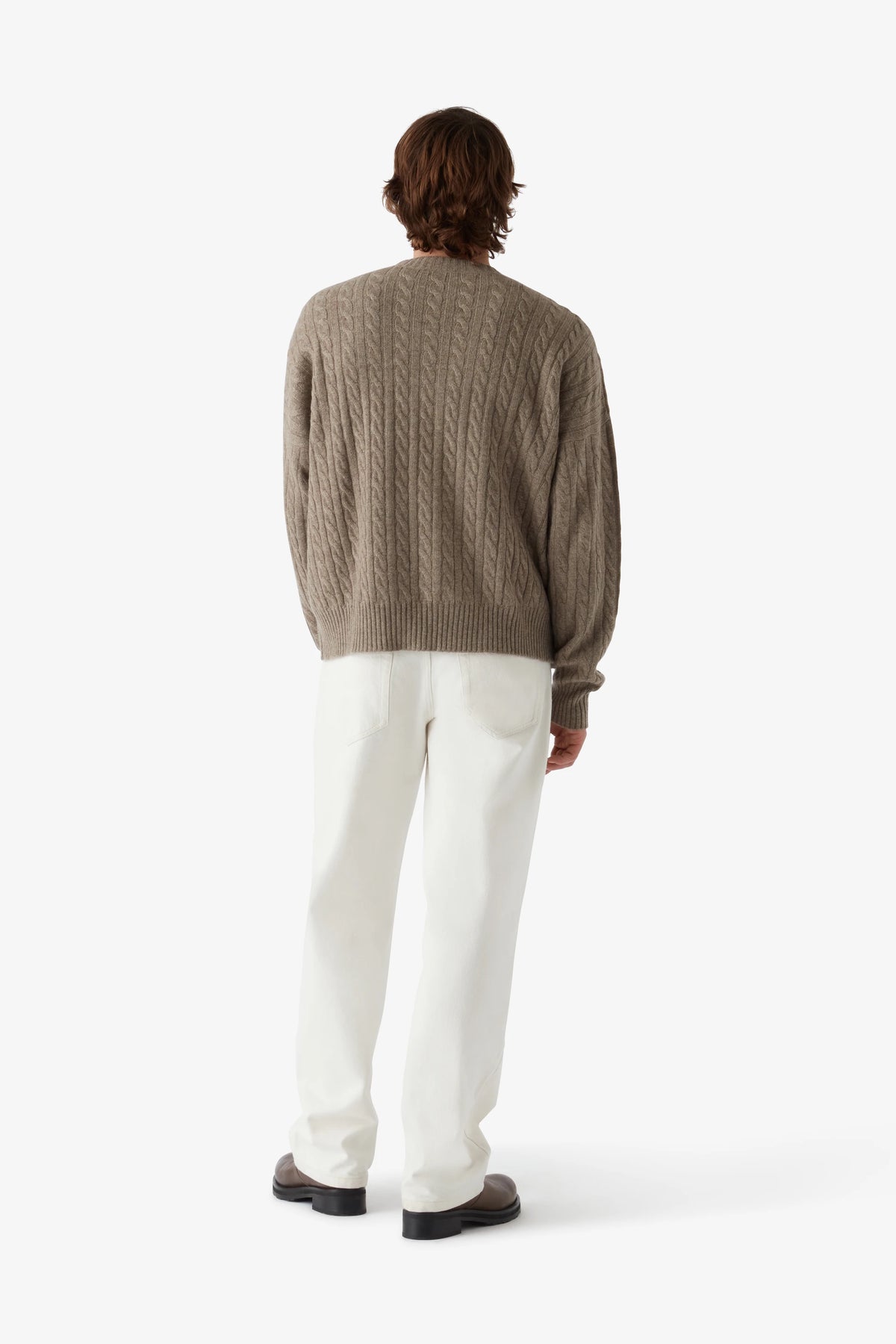 
Nicolas Cable Sweater in taupe — on-model view 40