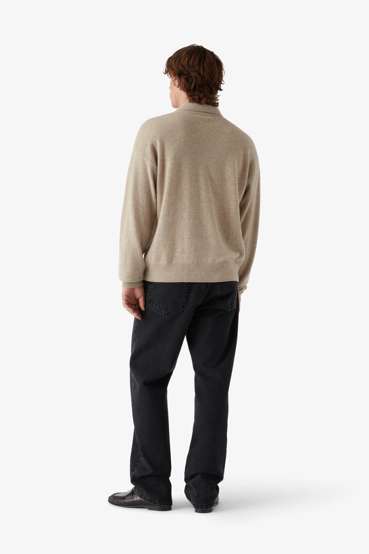 
Renné Knitted Polo in beige — on-model view 43