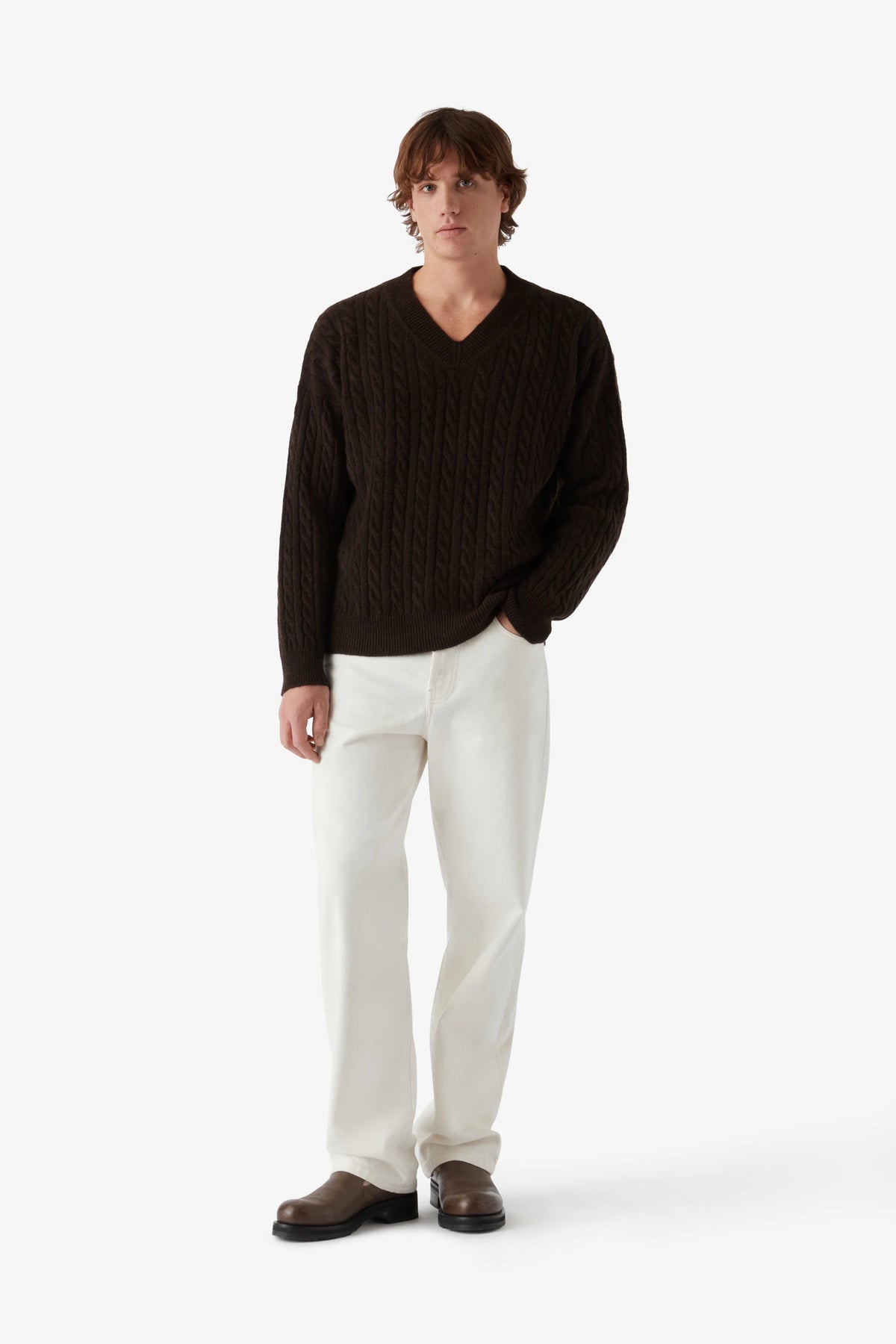 
Lee Sweater Cabled in espresso — on-model view 55