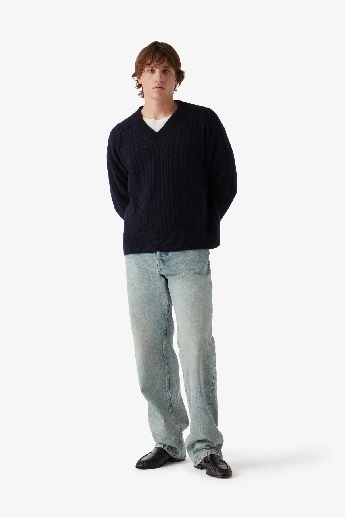 
Lee Sweater Cabled in navy — on-model view 56