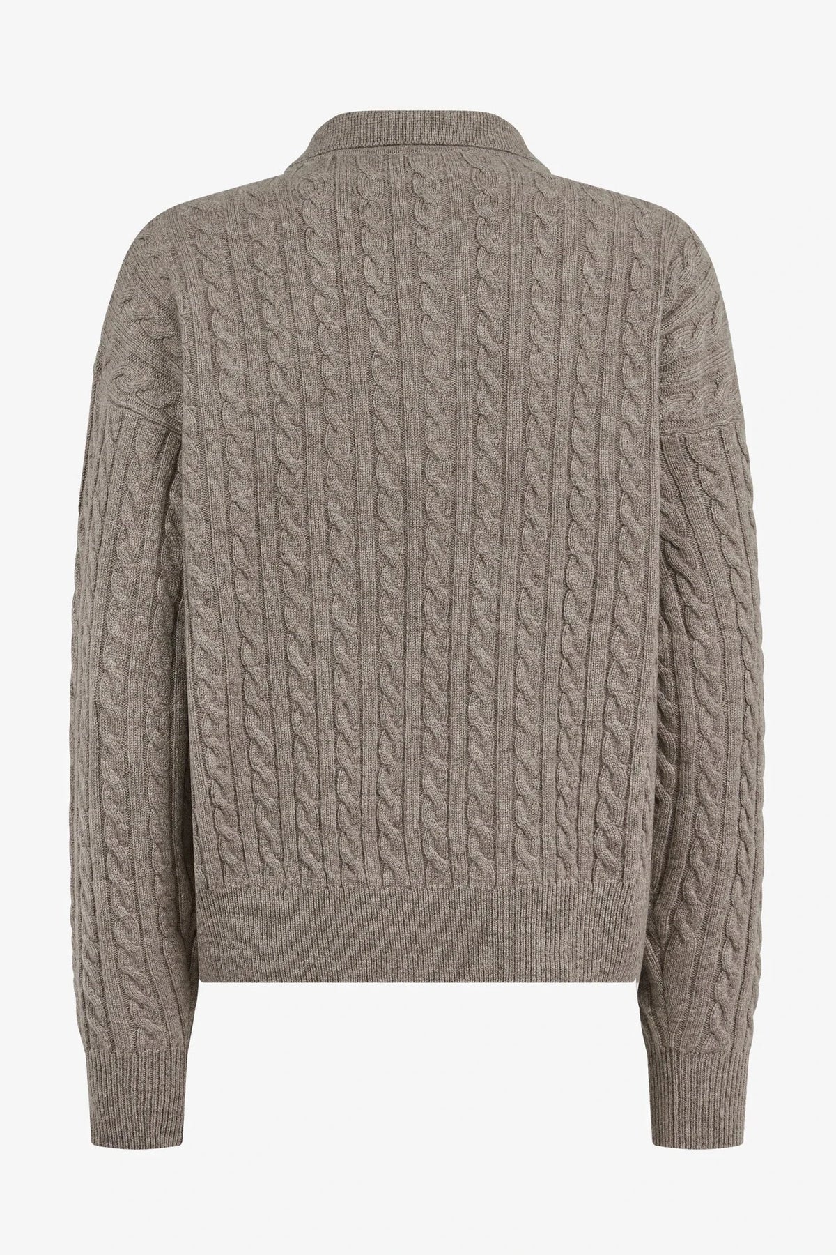 
Renné Knitted Cable Polo in taupe — back view
