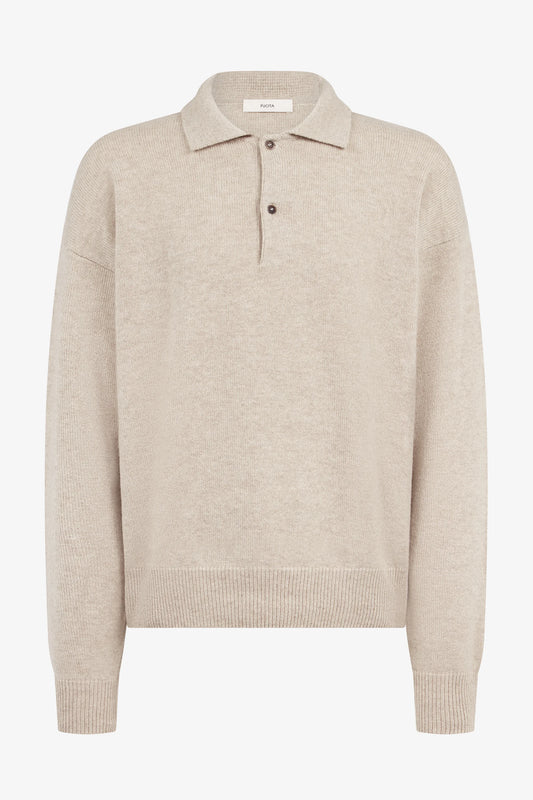 Renné Knitted Polo in beige — front view