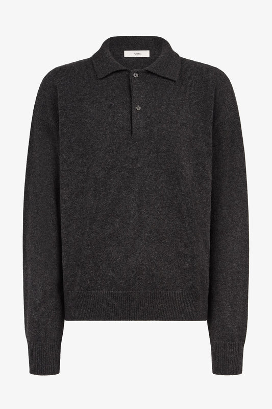 Renné Knitted Polo in charcoal — front view
