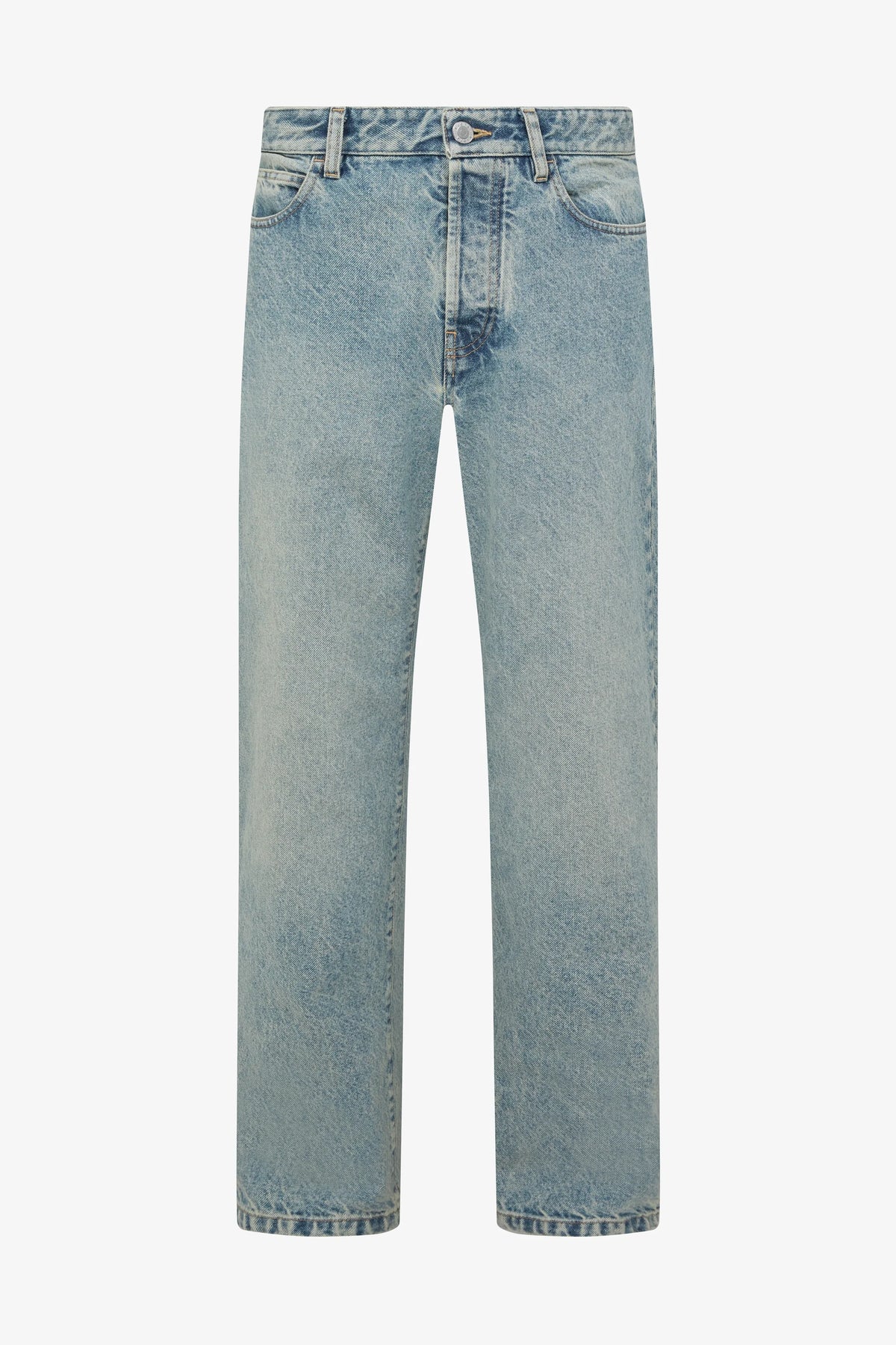 
Tom Straight Jean in light wash — front view